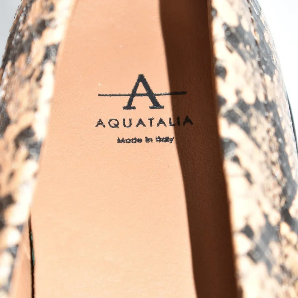 $450 AQUATALIA HONORA SNAKESKIN PRINT LOAFER LEATHER CARAMEL 9 (ME5) - Picture 4 of 8